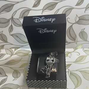 Disney Silver and Black Mickey Mouse Watch Charm Bracelet
